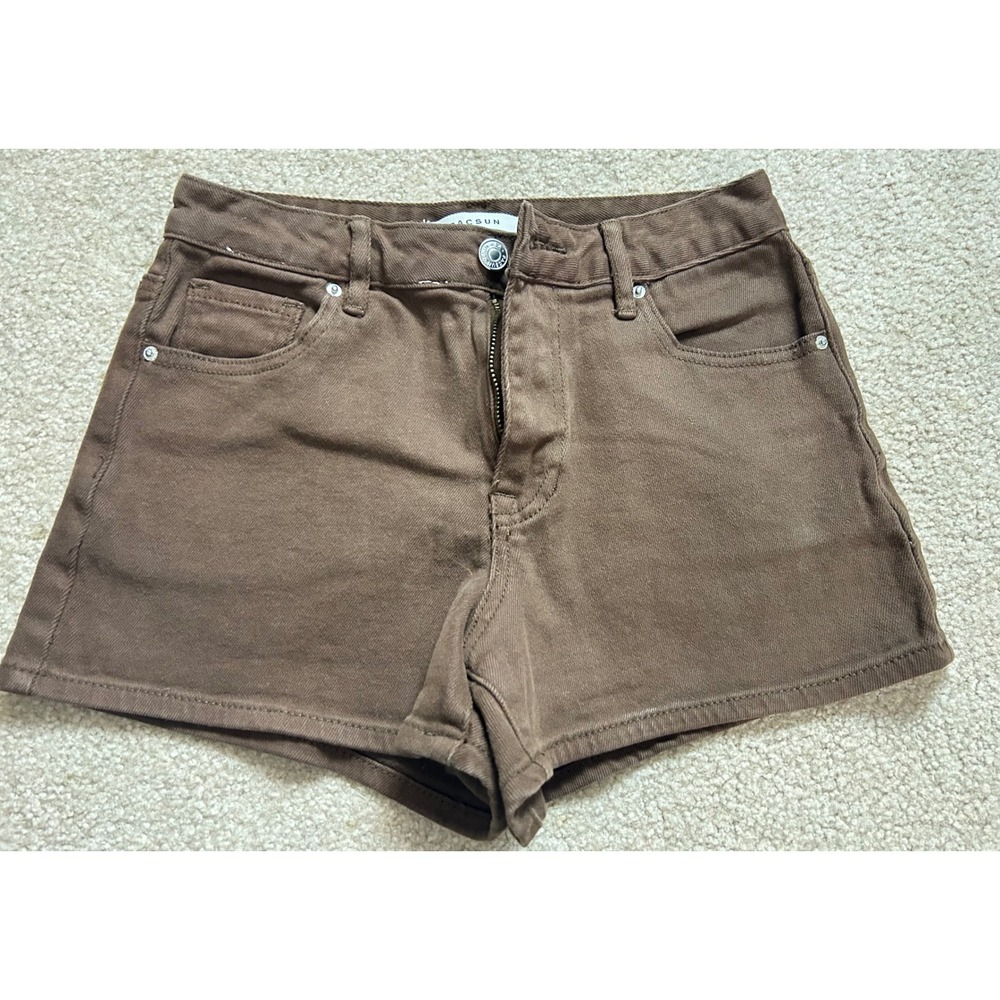 Pacsun Brown Stretch High Rise Denim Shorts Womens Size 25